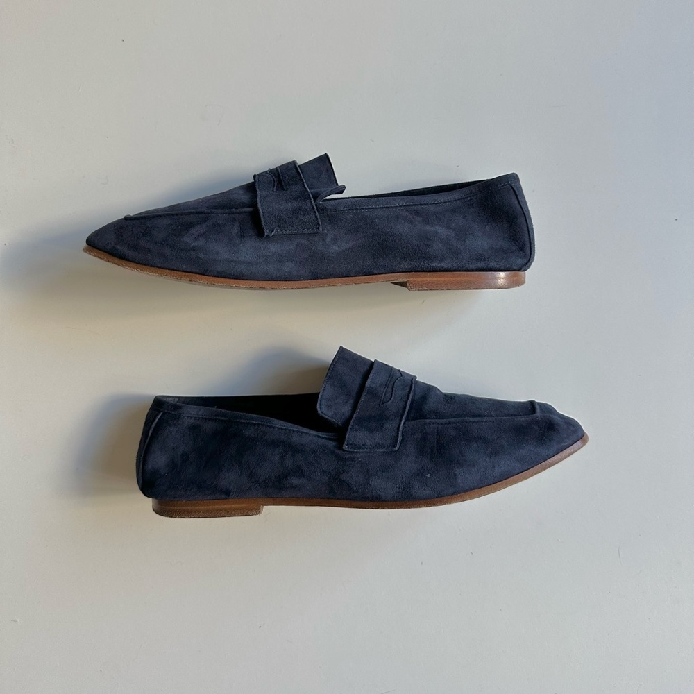Scanlan Theodore Navy Blue Suede Loafers EU 39 Minimalist